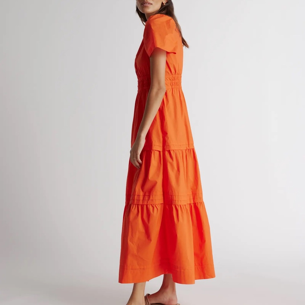 Quince 100% Organic Cotton Poplin Tiered Maxi Dress Orange Size S - Picture 7 of 13